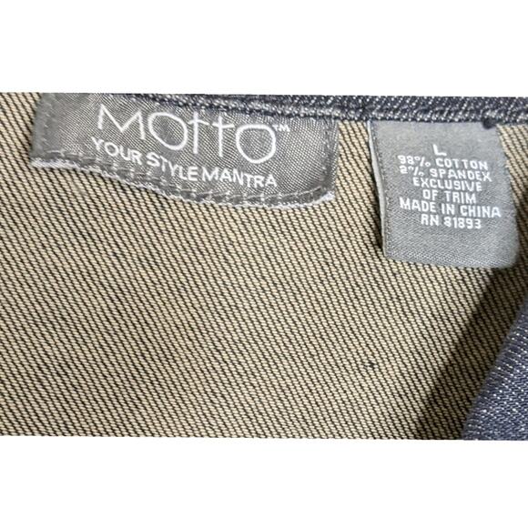 Motto Your Style Mantra Jean Jacket,3/4 Sleeve, Cropped Denim Jacket - Picture 3 of 7